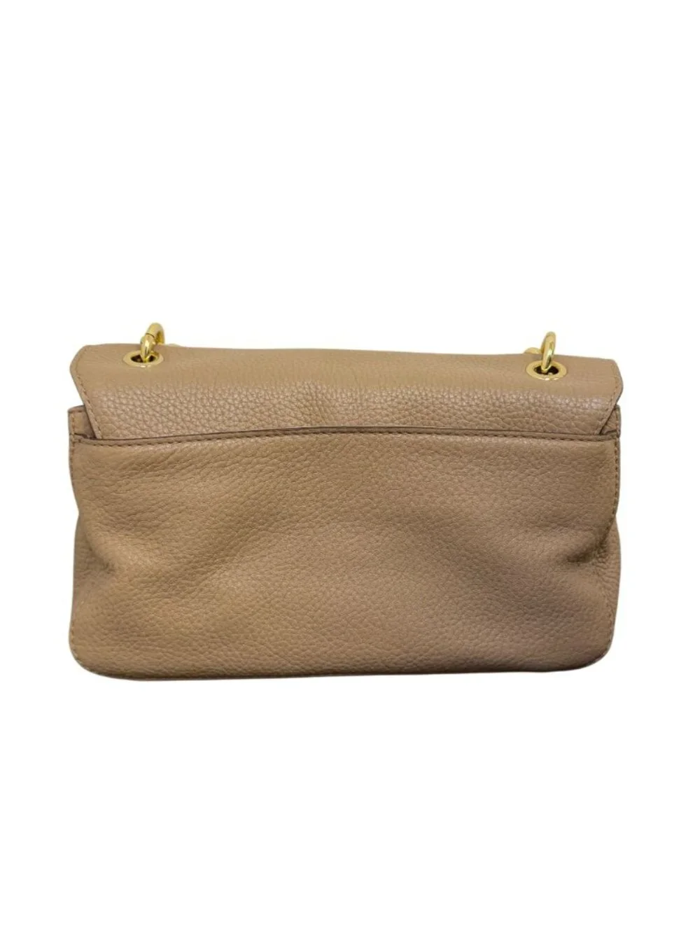 Michael Kors Pebbled Leather Shoulder Bag Tan With Gold Chain Strap